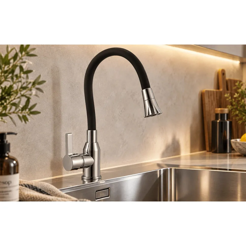 Смеситель для кухни с гибким изливом и режимом душ Fmark FS8277A-01, хром