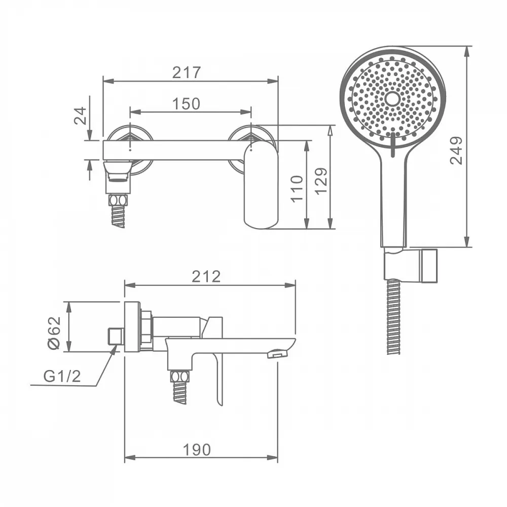 Смеситель для ванны Raglo R03.30.03, золотой сатин