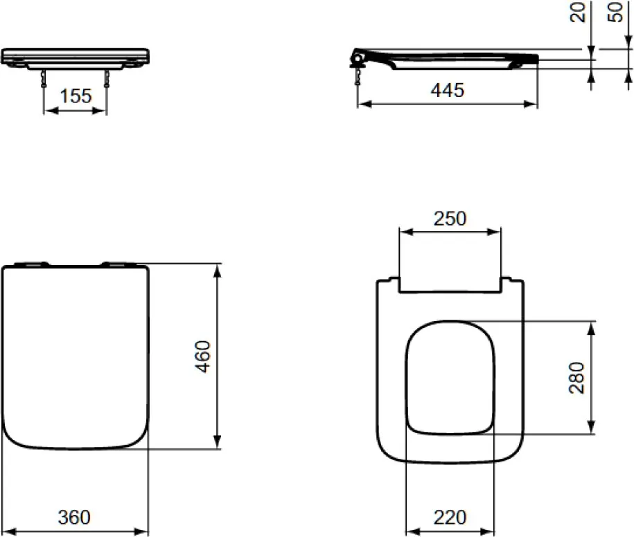 Сиденье с крышкой для унитаза Ideal Standard BLEND CUBE SANDWICH тонкое с микролифтом T521101