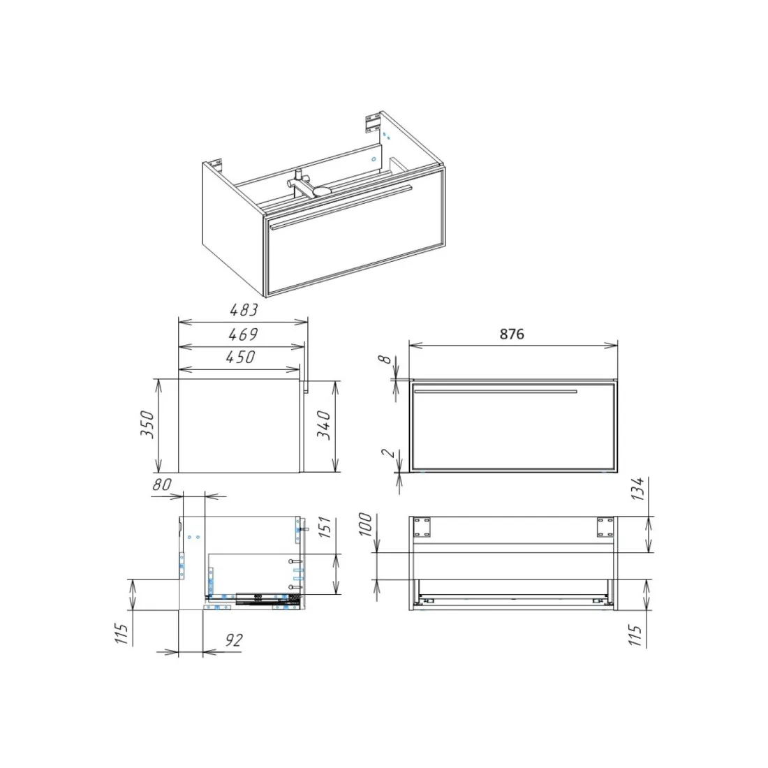 Тумба под раковину подвесная La Fenice Elba FNC-01-ELB-B-90, белая
