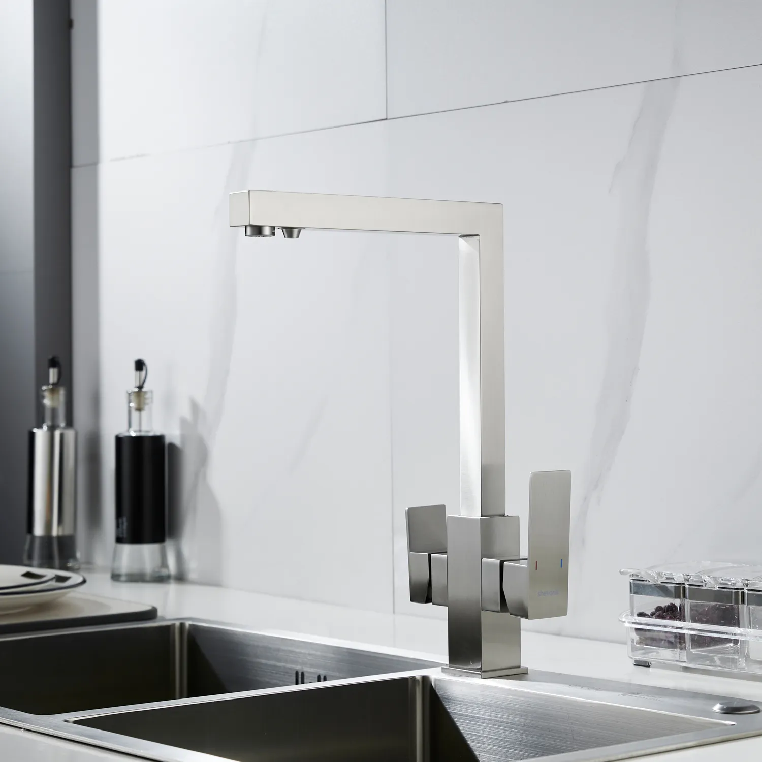 Смеситель для кухни с подключением фильтра Shevanik S148L, сатин