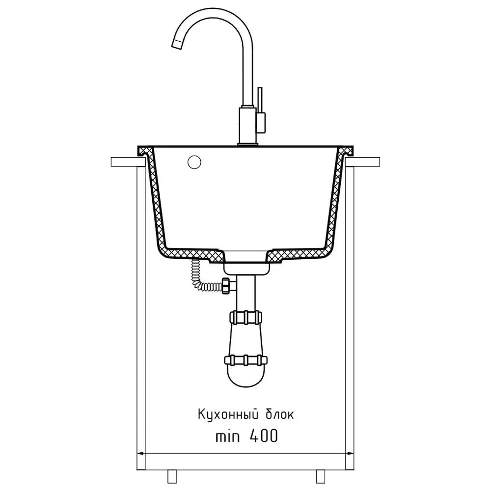 Кухонная мойка GranFest URBAN 240, темно-серый
