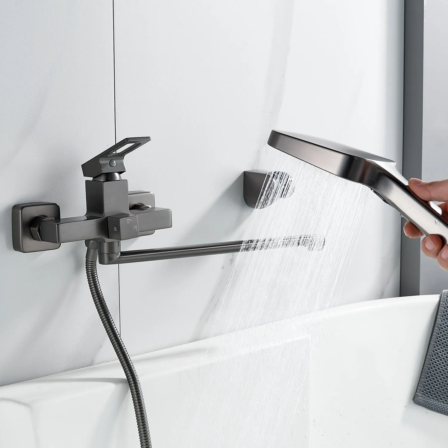 Смеситель для ванны Raffine F2296T, оружейная сталь