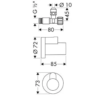 Угловой вентиль Hansgrohe с кожухом хром (13954000)