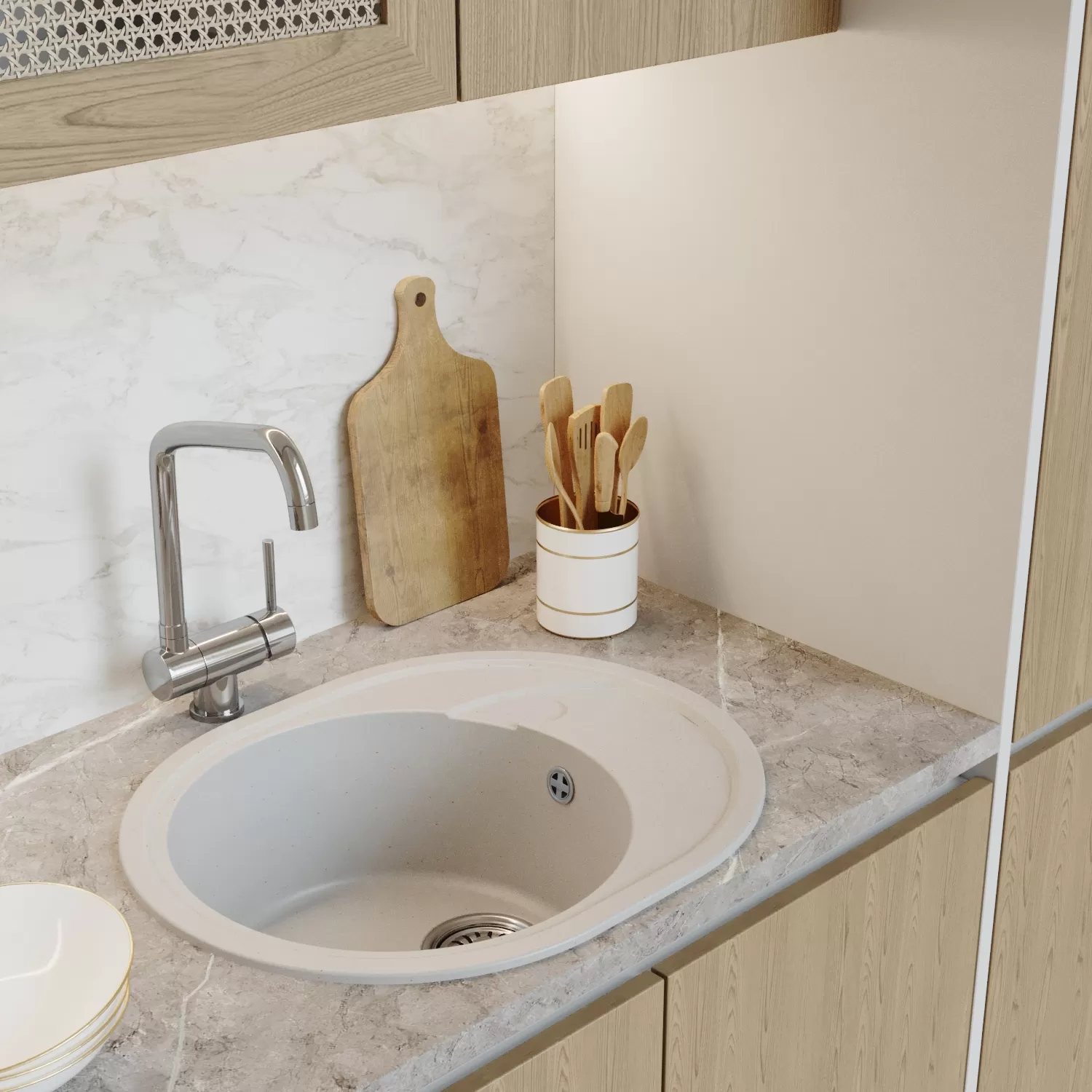 Мойка MIXLINE ML-GM17 овальная с крылом  белая (331) 580*470*180мм NEW (551942)