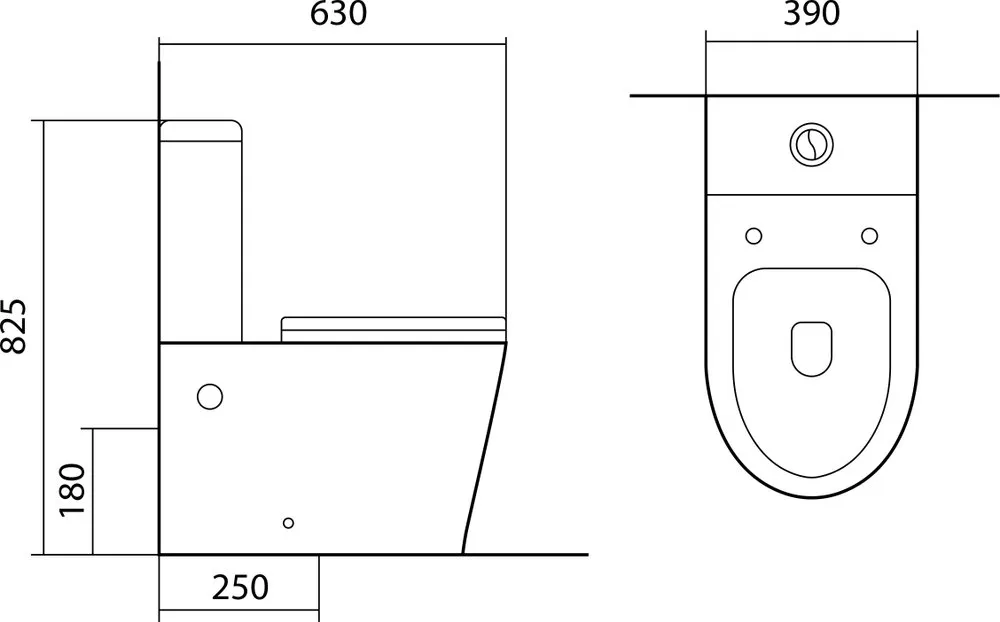 AQ2904-00 ВЕГА Унитаз напольный безободковый с бачком 630*390*825мм, горизонтальный выпуск, тонкое сиденье с механизмом плавного закрывания, крепеж