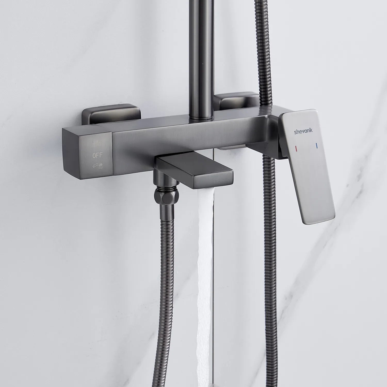 Душевая система Shevanik S8936T, оружейная сталь