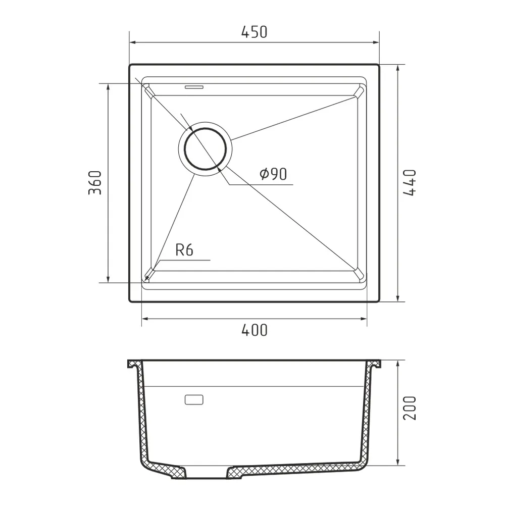 Кухонная мойка Rivelato LINO LN-454-L, иней