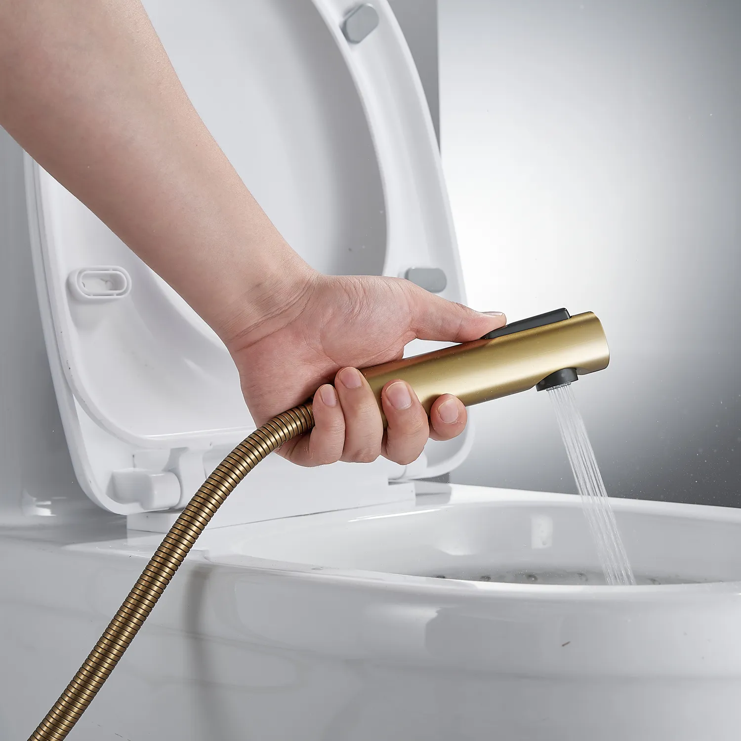 Гигиенический душ со смесителем Shevanik S4005G-1, золотой сатин