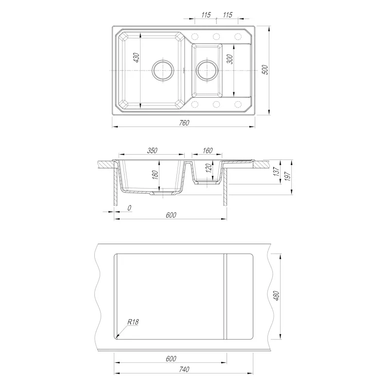 Кухонная мойка Dr. Gans КАРДИНАЛ 29.035.D0760.408, серый