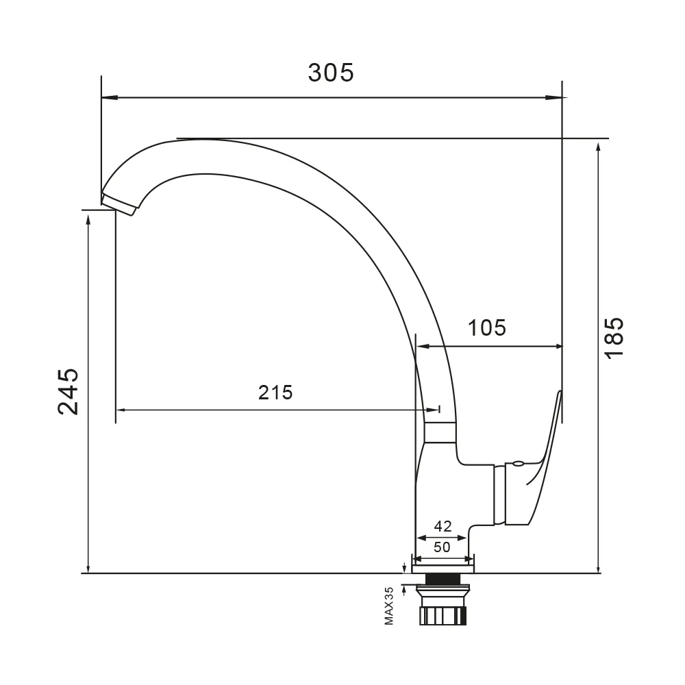Смеситель для кухни WesnaArt OCEAN OCE12-120, хром