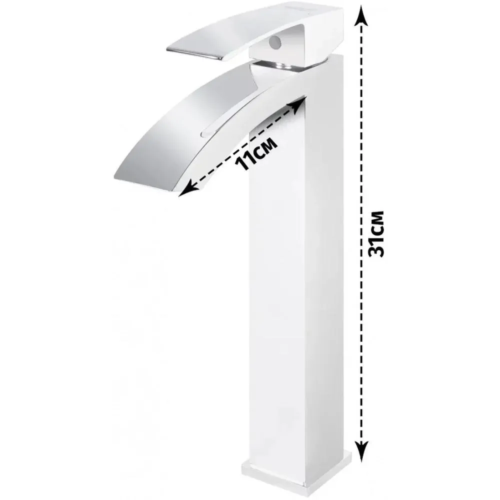 Смеситель для раковины высокий Grocenberg GB3007WC, белый/хром