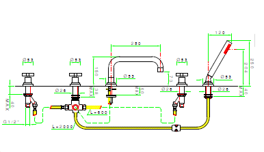 Смеситель для ванны и душа Nicolazzi Mac Kinley 05, латунь брашированная (2224 OS 29)