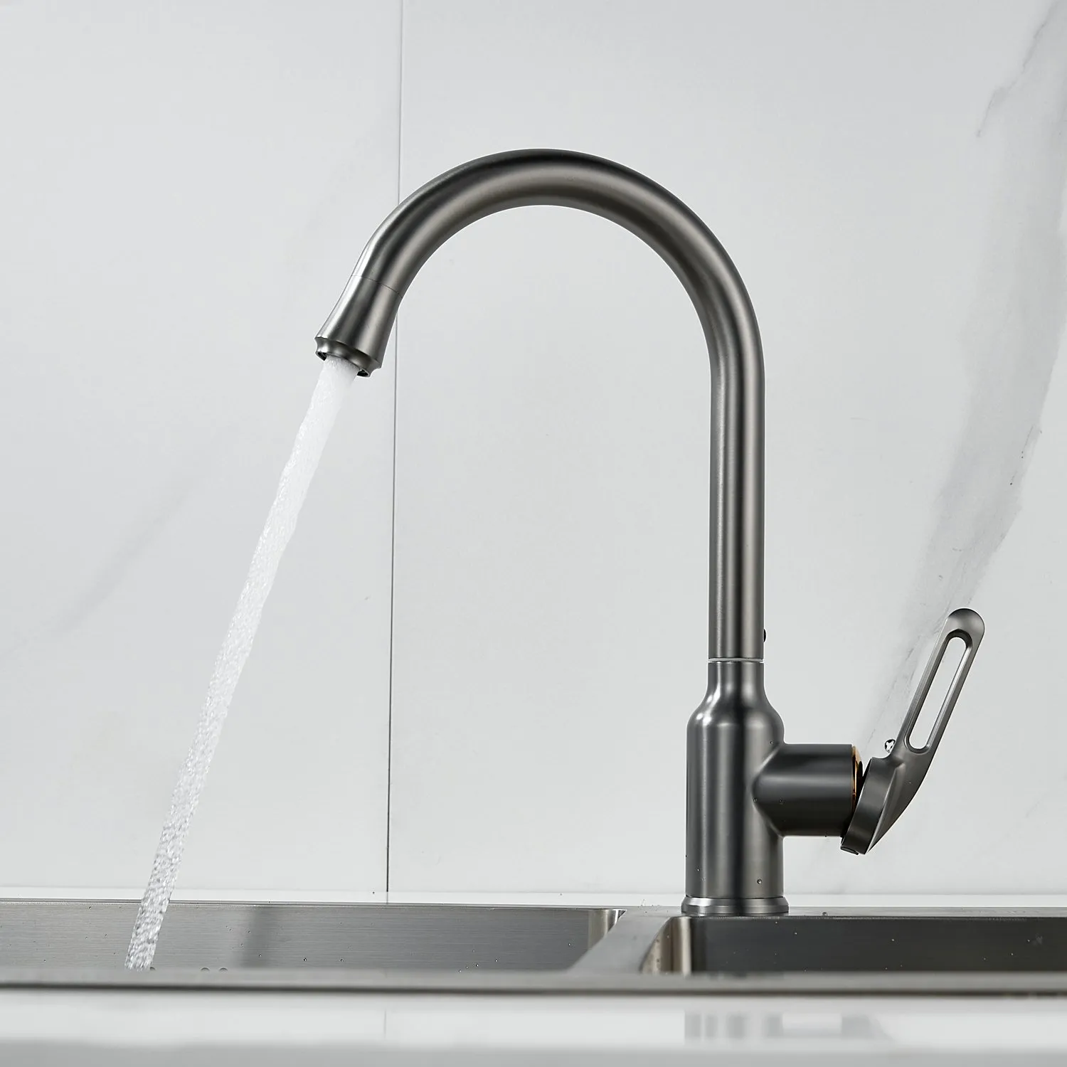 Смеситель для кухни Raffine F103T, оружейная сталь