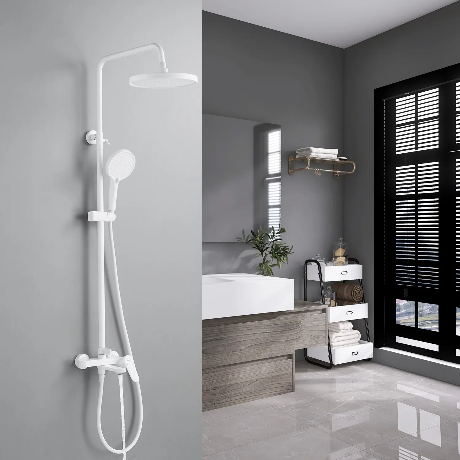 Душевая система Shevanik S4336C, белый