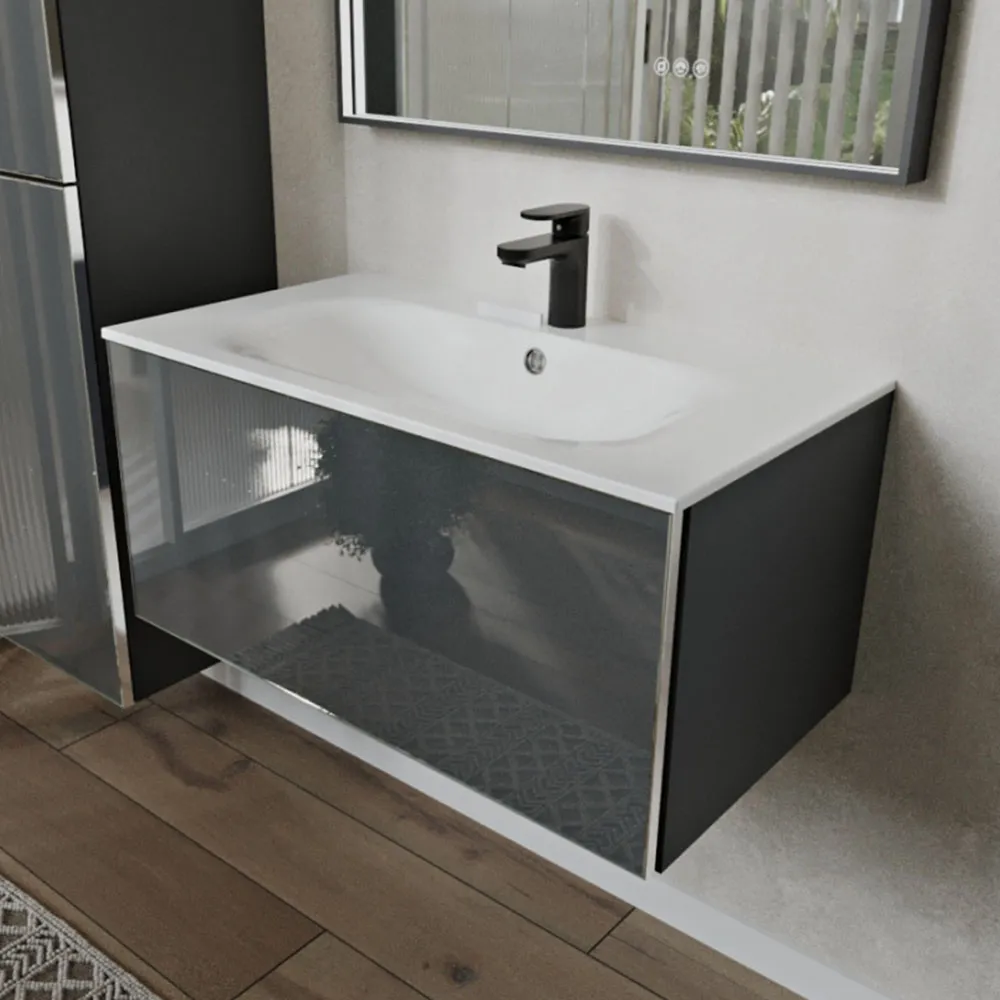 Тумба с раковиной подвесная (80см) Terminus Vega VEG10801701601OSL, графит