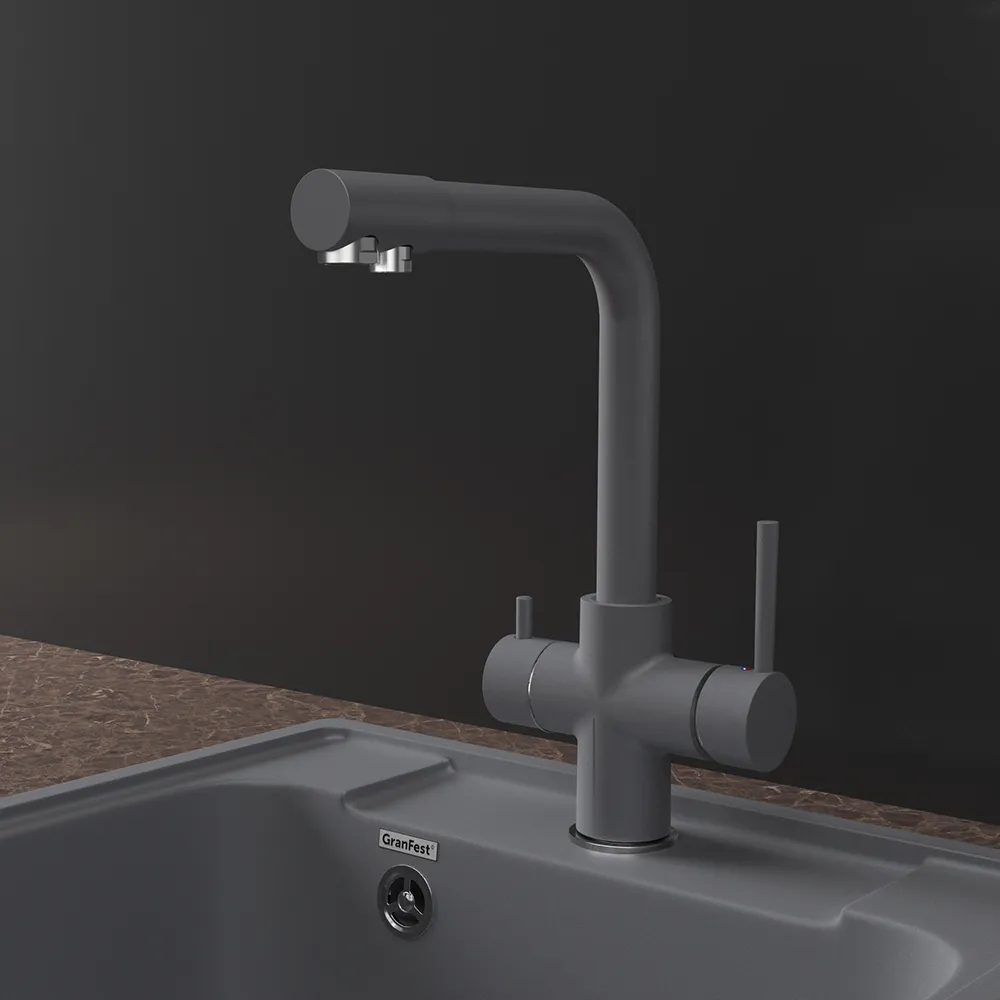 Смеситель для кухни с подключением фильтра GranFestGF-Z-5423, темно-серый