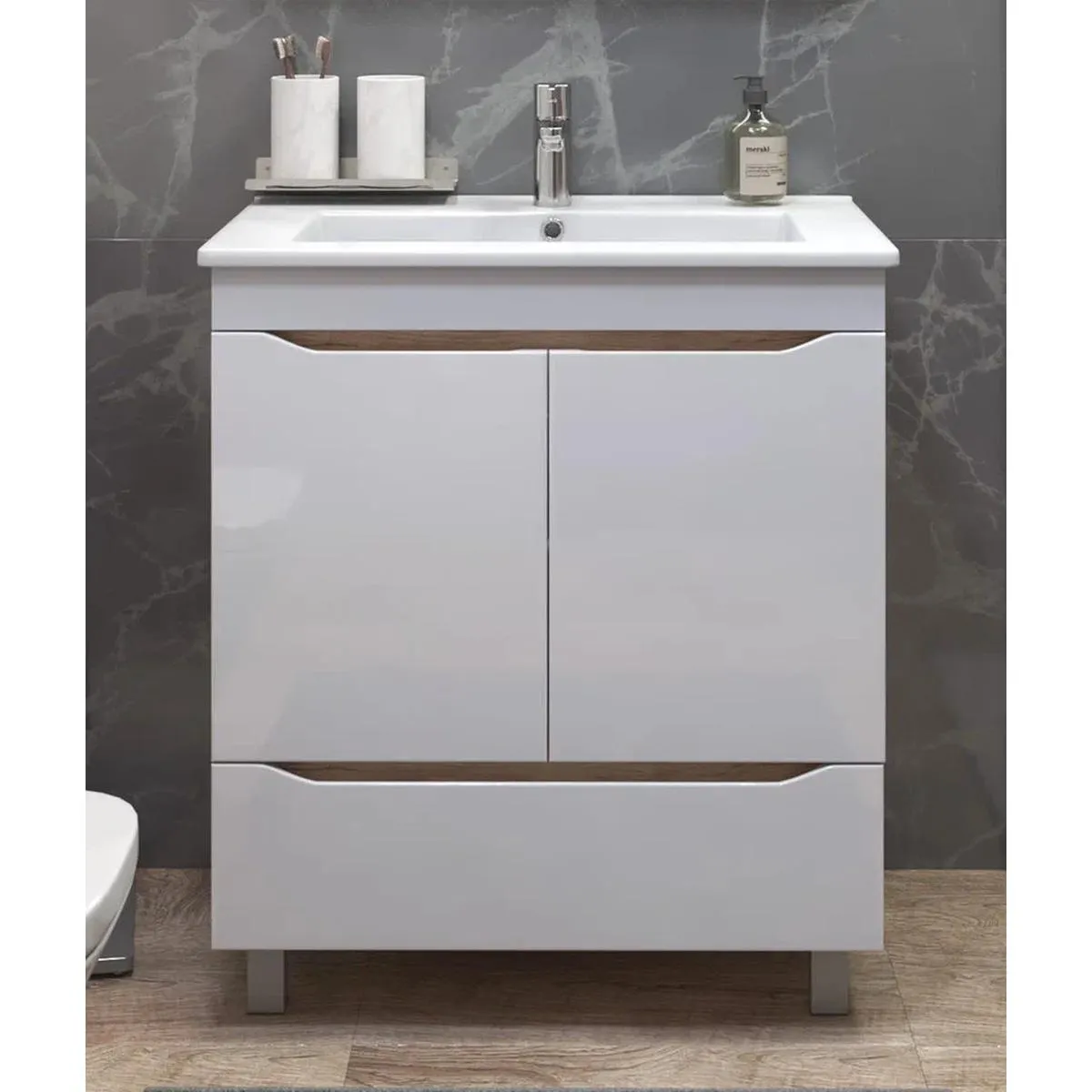 Тумба с раковиной напольная VIGO Grani tn.GRI.OSK.75.2D.1Y дуб золотой, 75 см