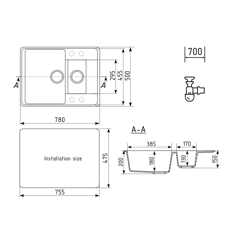 Кухонная мойка Ulgran Quartz Prima 780 1,5K-02, лен