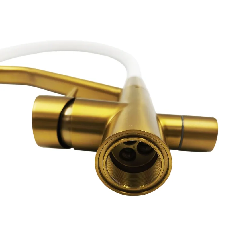 Смеситель для кухни с гибким изливом и подключением фильтра Maretti Eleganza GOLD ENG31RGF13, золотой сатин