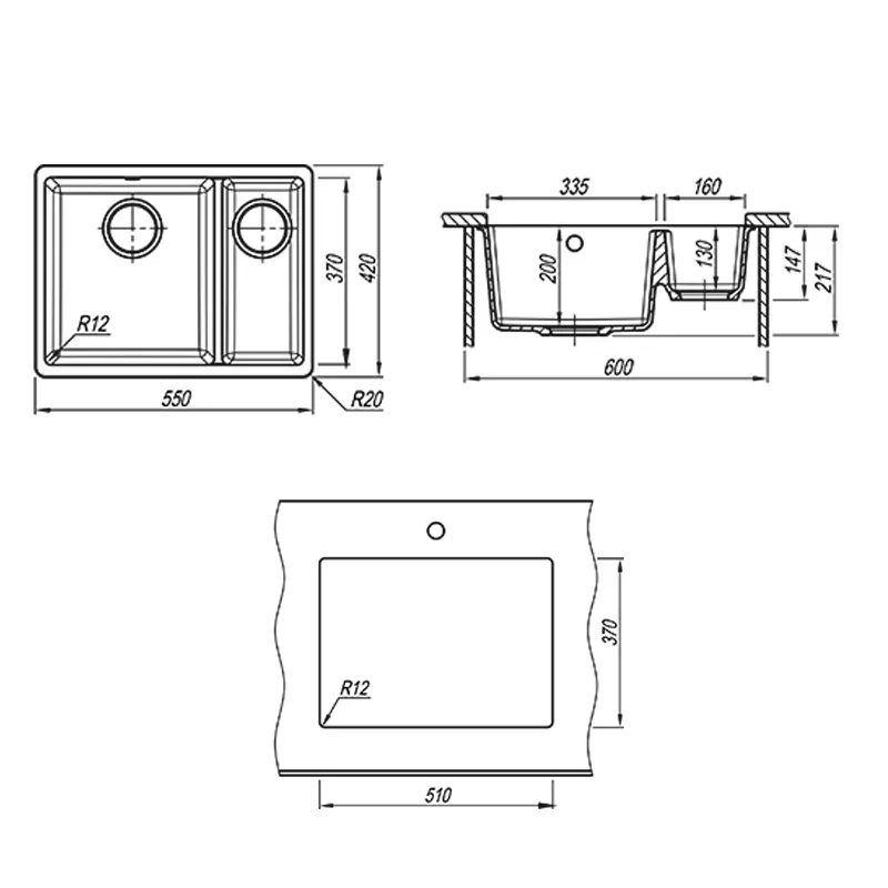 Кухонная мойка Florentina ВЕГА 22.325.D0510.307, серый шёлк