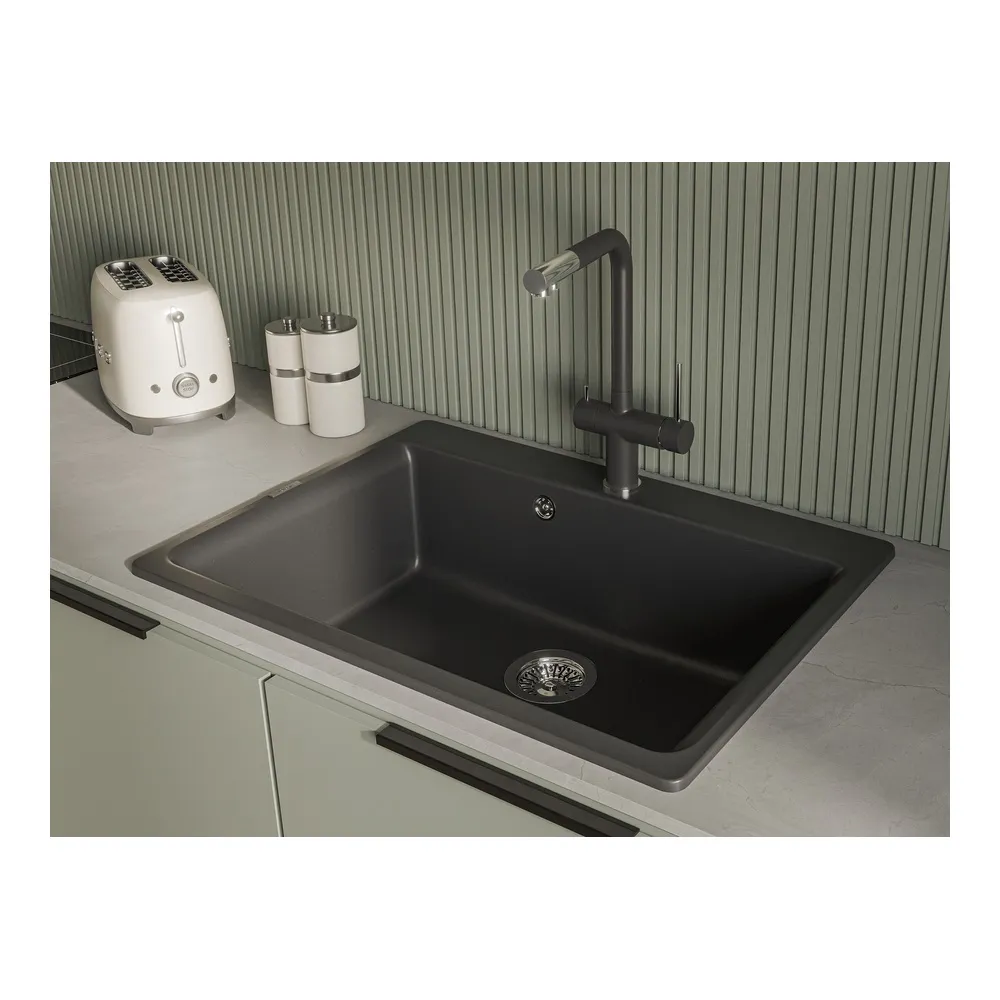 Смеситель для кухни с подключением фильтра Rivelato Lugano 1523513, антрацит/хром