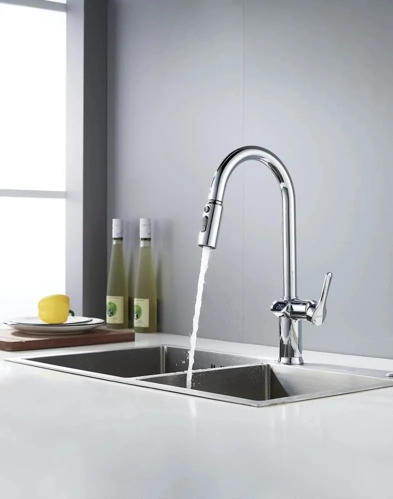 Смеситель для кухни с индикатором температуры Knotlor KN-100, хром