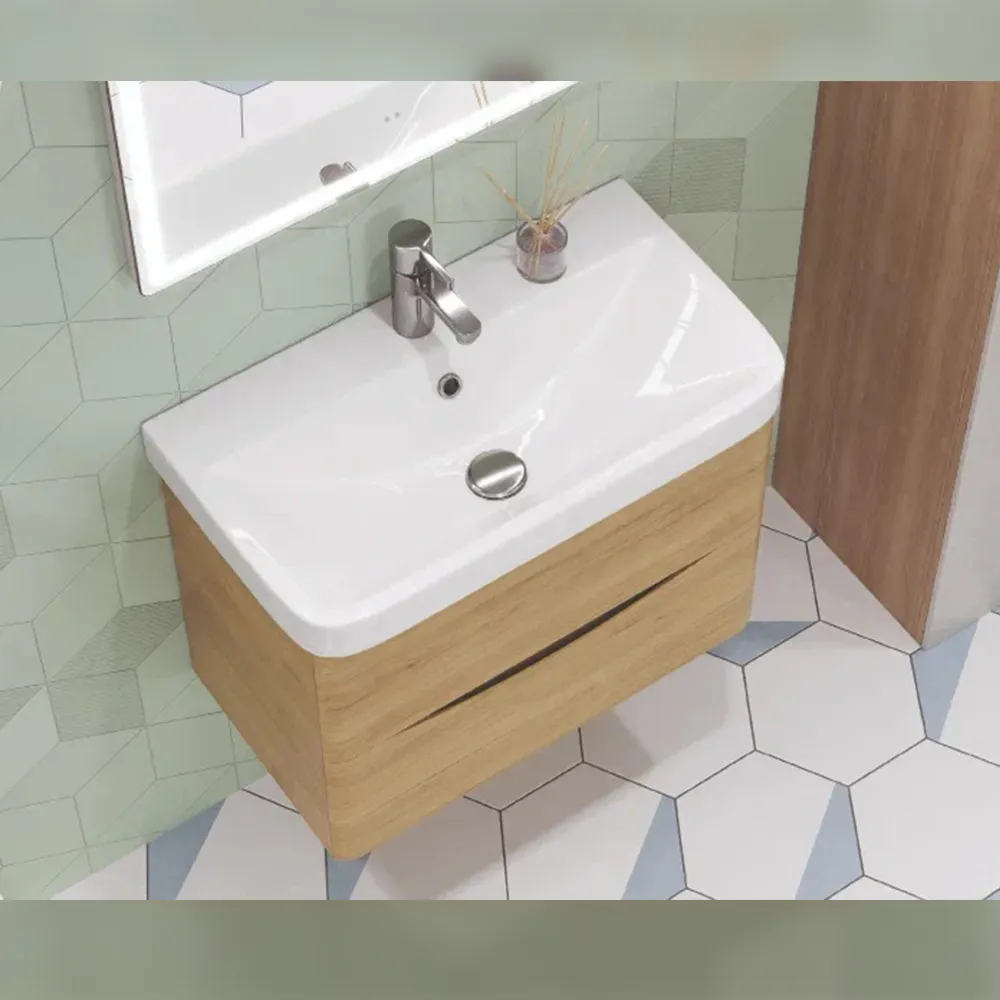 Тумба с раковиной подвесная Velvex Clay tp.CLA.9595.70.2Y дуб верона, 70 см