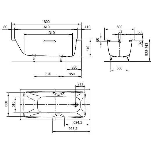 Ванна стальная Kaldewei Cayono 751 Easy-Clean 180х80 (275100013001)