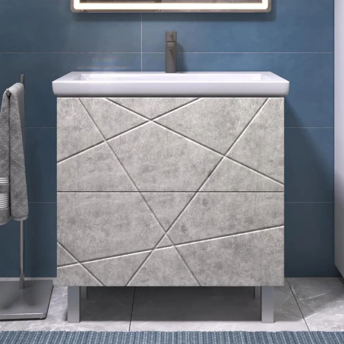 Тумба с раковиной напольная VIGO Geometry 025 бетон, 80 см