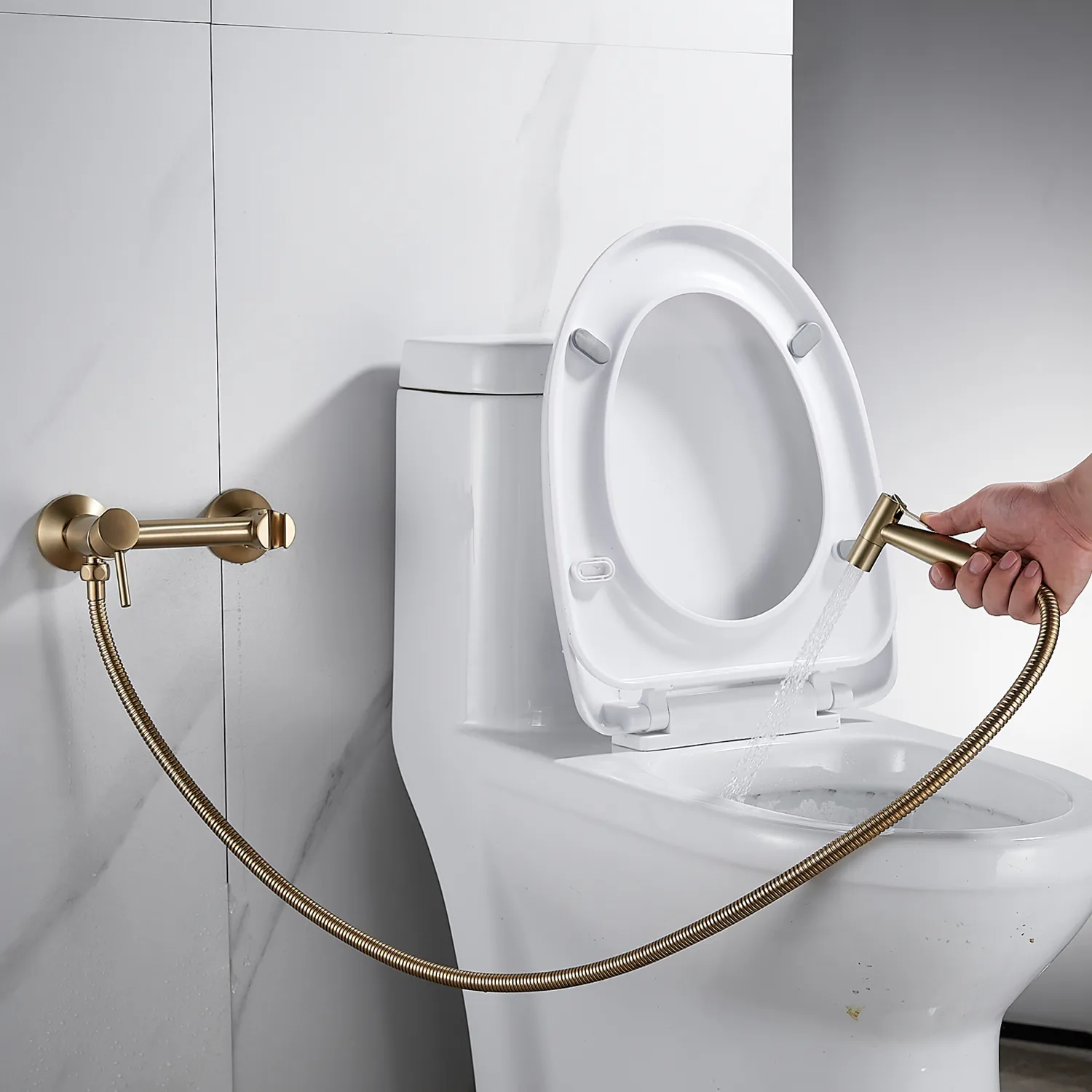 Гигиенический душ со смесителем Shevanik S107G, золотой сатин