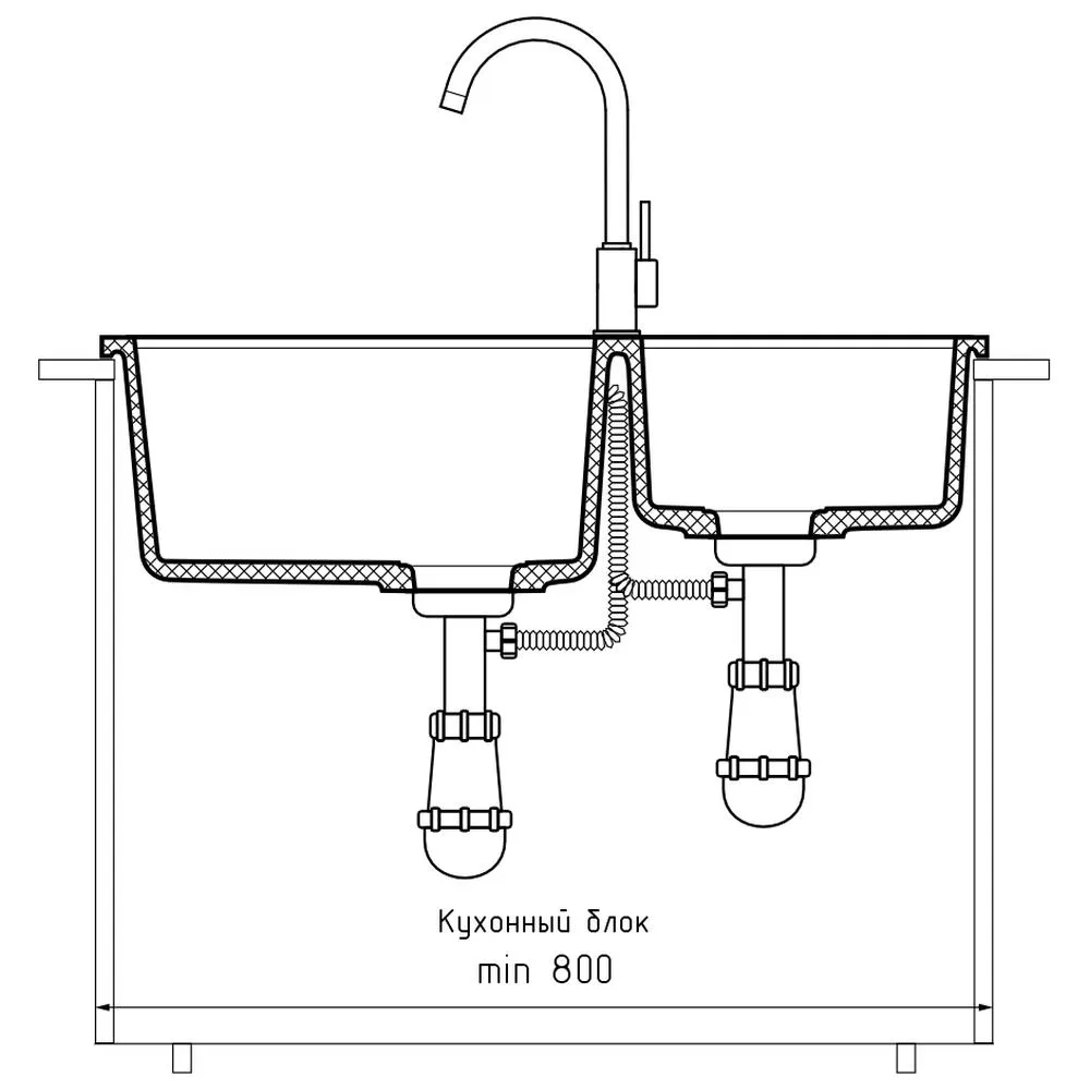 Кухонная мойка GranFest LEVEL 780K, топаз