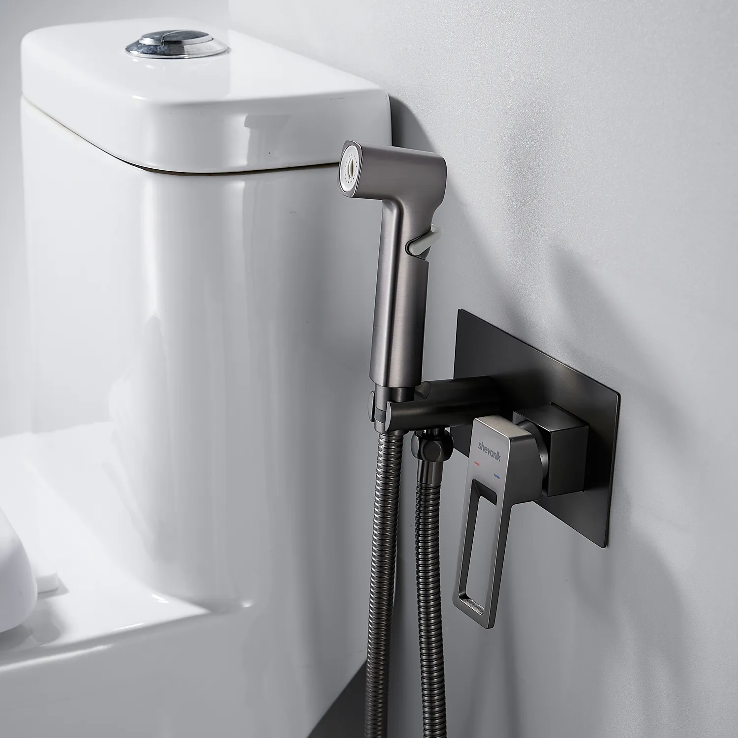 Гигиенический душ со смесителем Shevanik S6805T, оружейная сталь