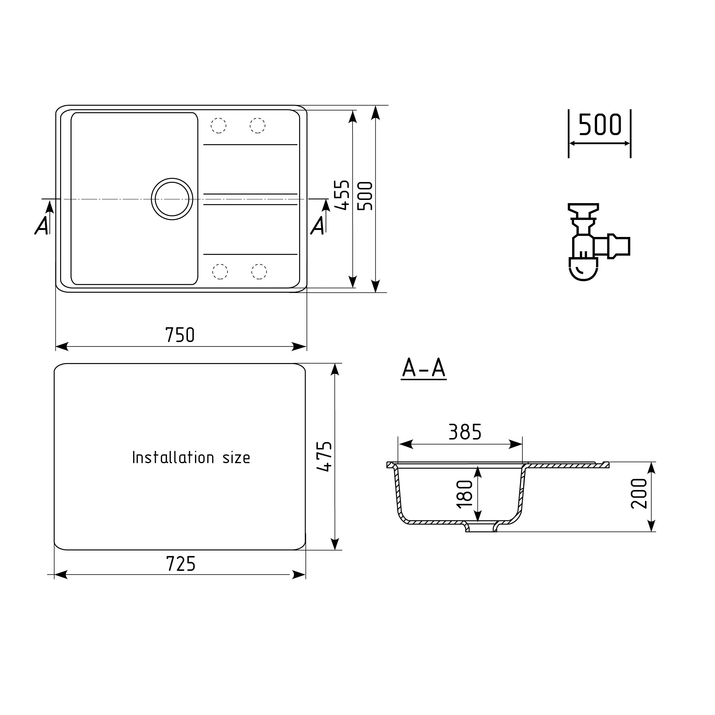 Кухонная мойка Ulgran Quartz Prima 750-04, платина