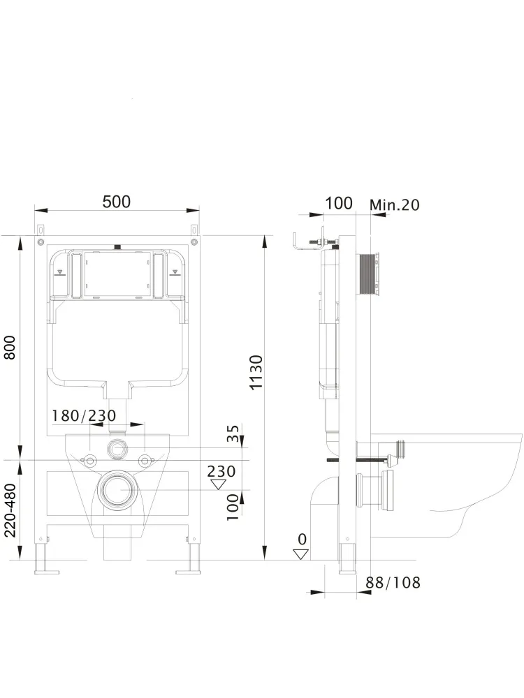 SET AQUATEK ЕВРОПА-MG (рама AQUATEK Standard INS-0000012(без клавиши и крепежа)+унитаз ЕВРОПА AQ1901-MG с тонким сиденьем soft-close)