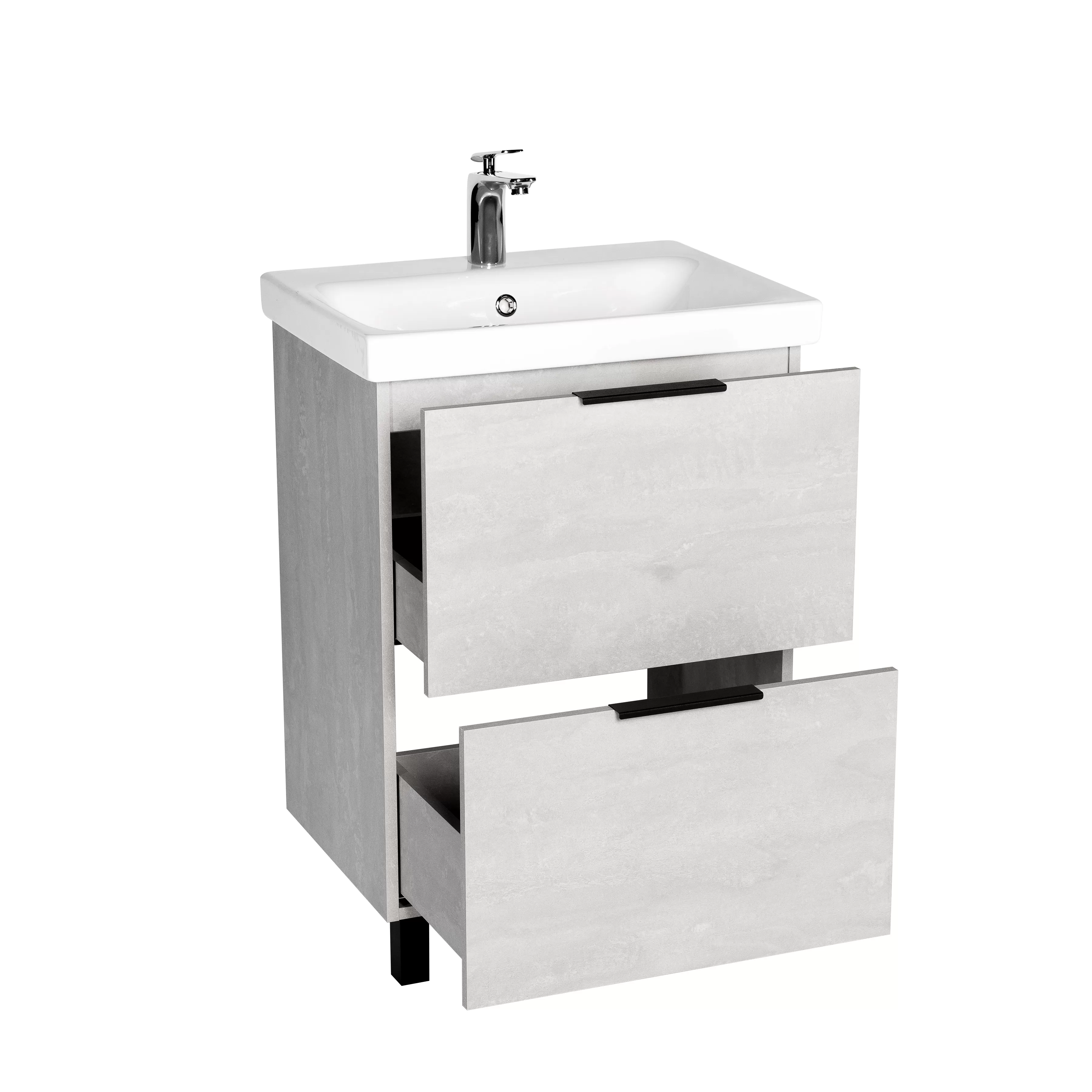 Тумба VIANT "Берлин" MODUO 60 2 ящика цемент 444х570х820 (VBER60MDC-T2Y)