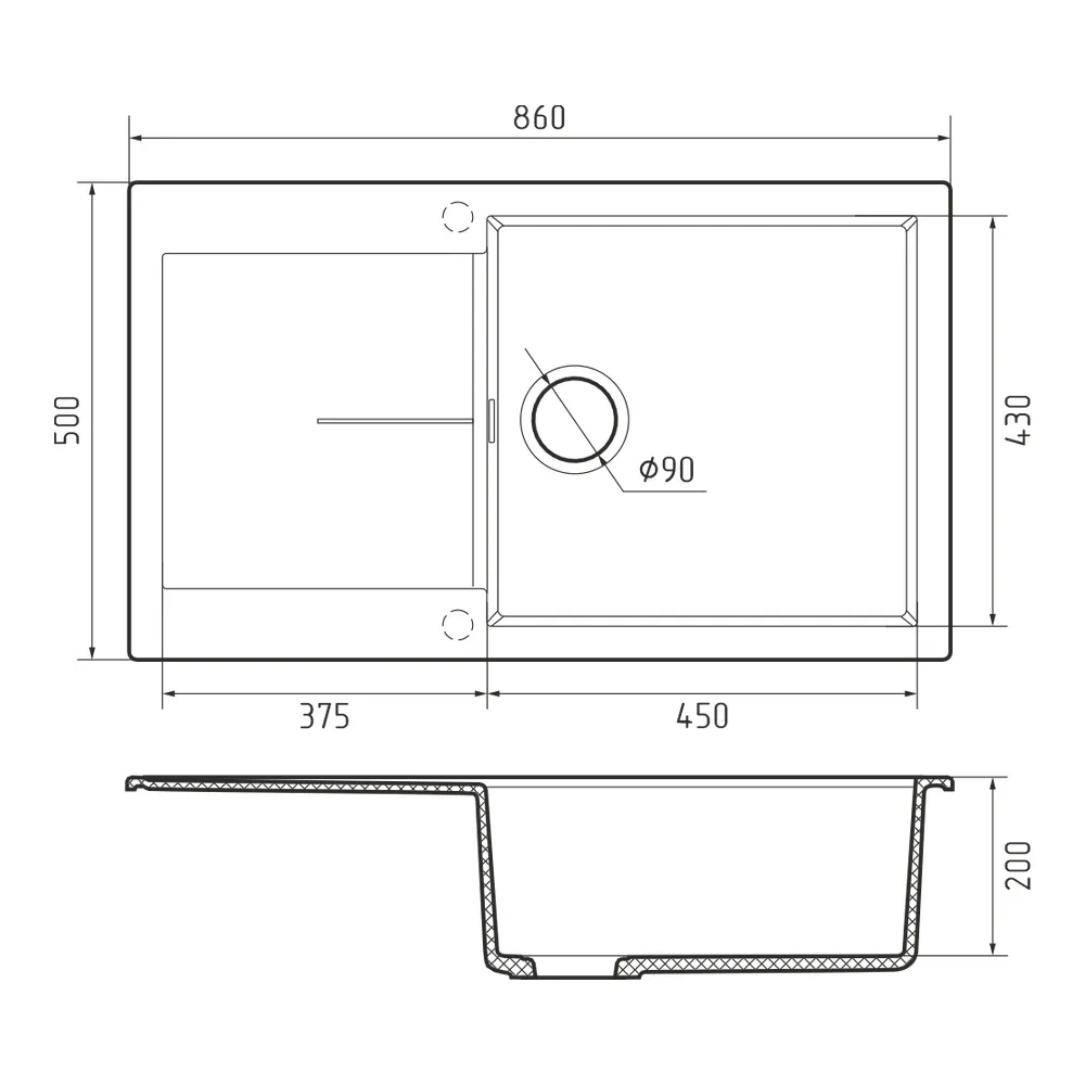 Кухонная мойка Rivelato LUMO LM-8650, белый