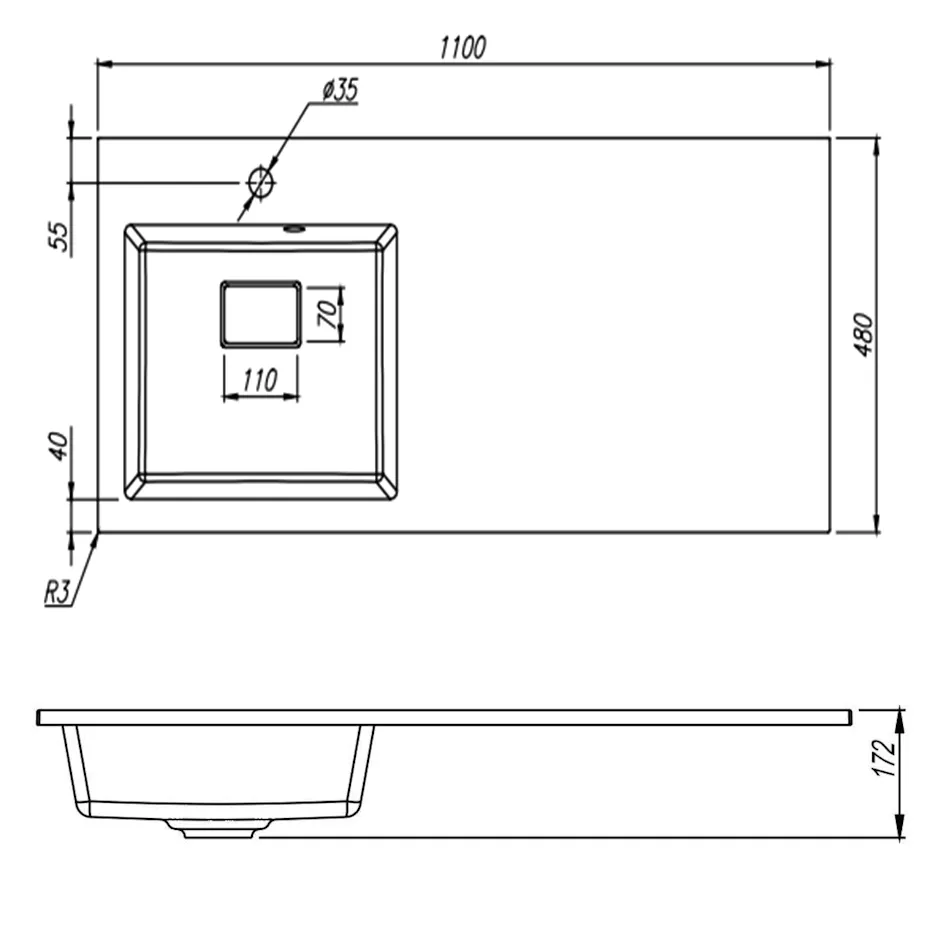 Раковина Florentina Аванти 110 см 10.310.0L110.307, серый шёлк