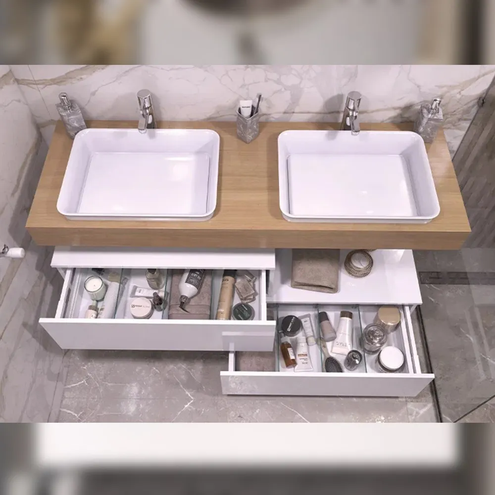 Тумба Velvex подвесная Unit 80, выс. 27, выдв. ящик, белый лед (tp.UNI.80.1Y белый глянец)