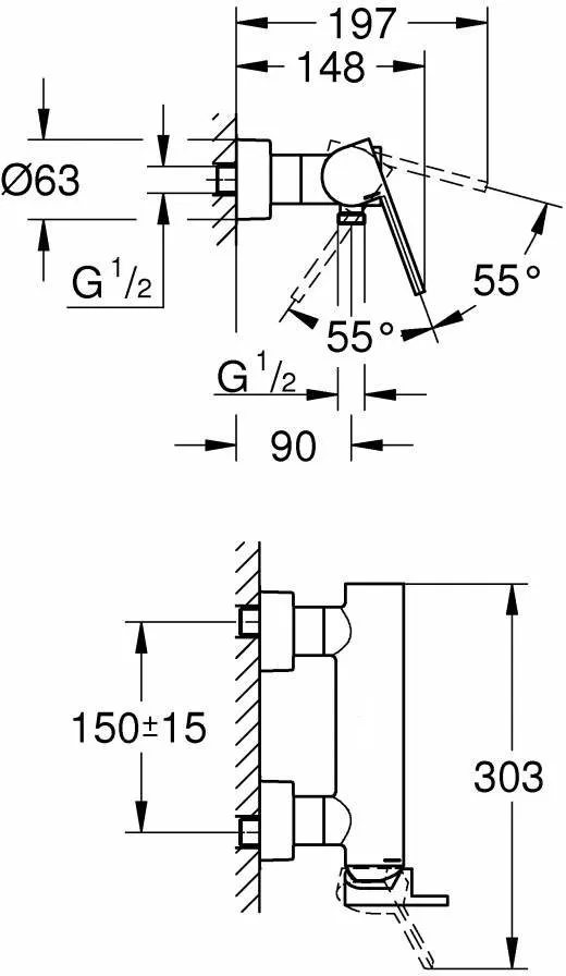 Смеситель для душа Grohe Plus с подключением шланга хром (33577003)