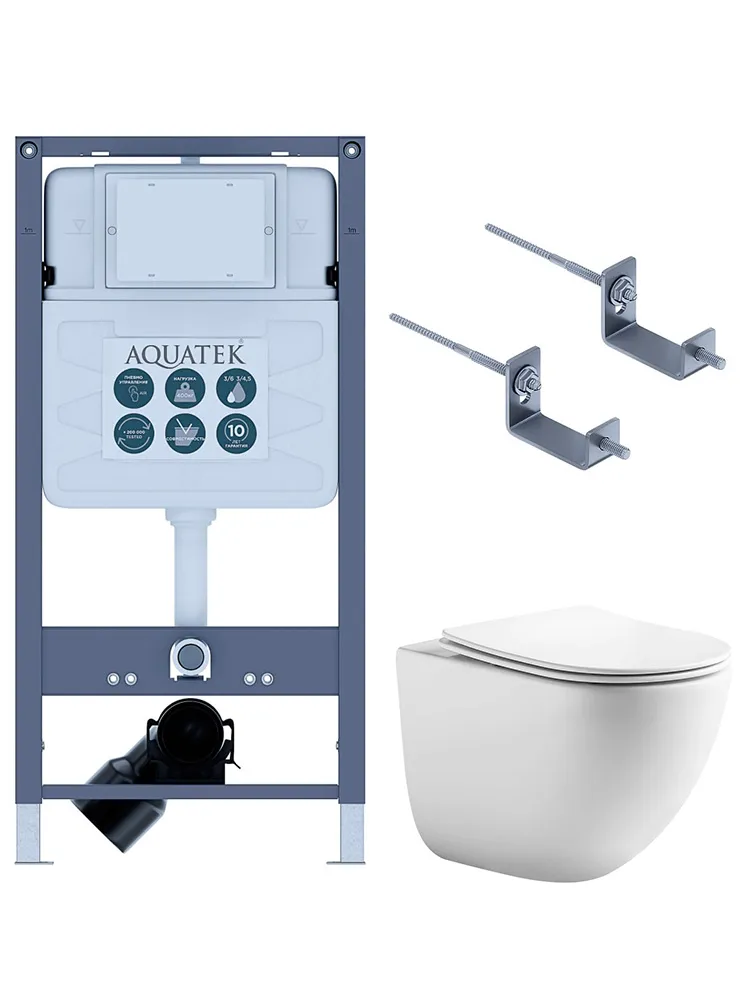 SET AQUATEK ГЕЛИОС INSP01 (рама AQUATEK INSP-0000001+крепление KKI-0000002 +унитаз AQ1993T-00 ГЕЛИОС + с тонким сиденьем soft-close