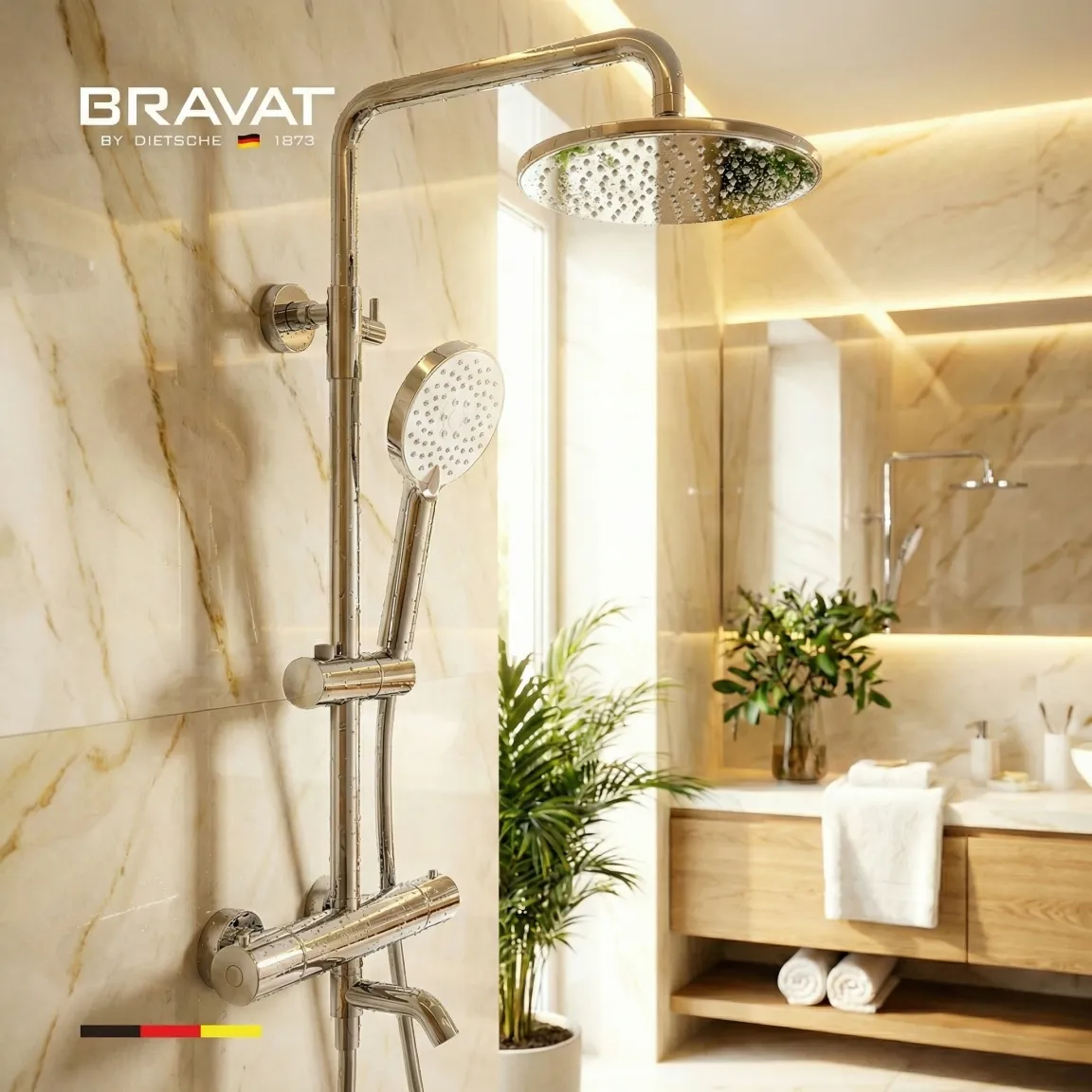 Душевая система с термостатическим смесителем цвет хром BRAVAT (F6812943CP-A-SW)
