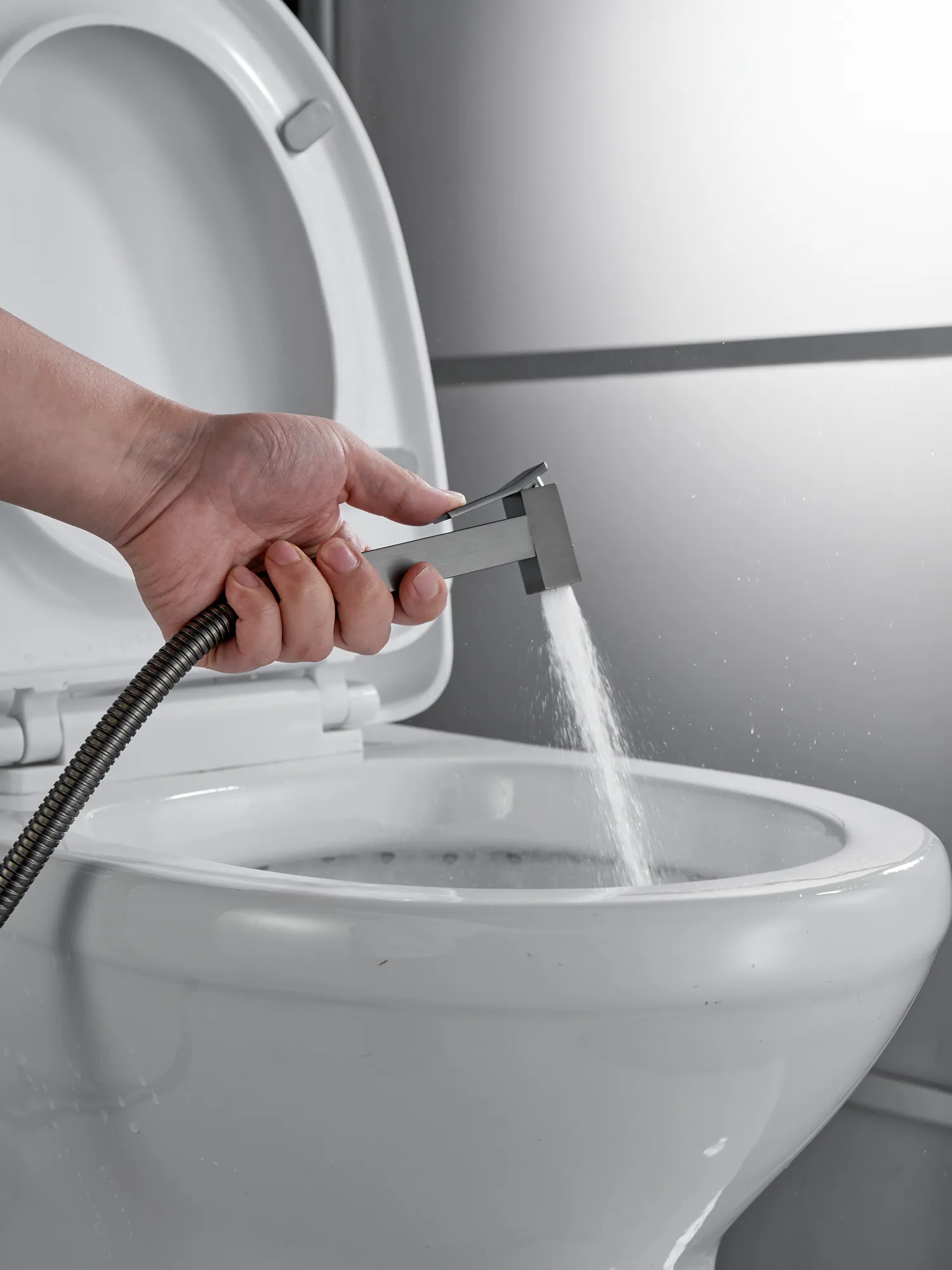 Гигиенический душ со смесителем Rose R2805T, оружейная сталь