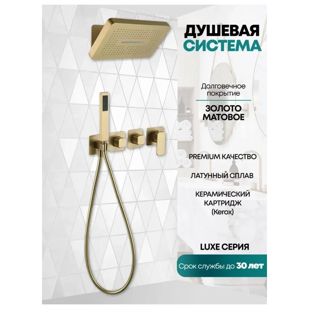 Душевая система встраиваемая (без излива) Grocenberg GB5030MG, матовое золото