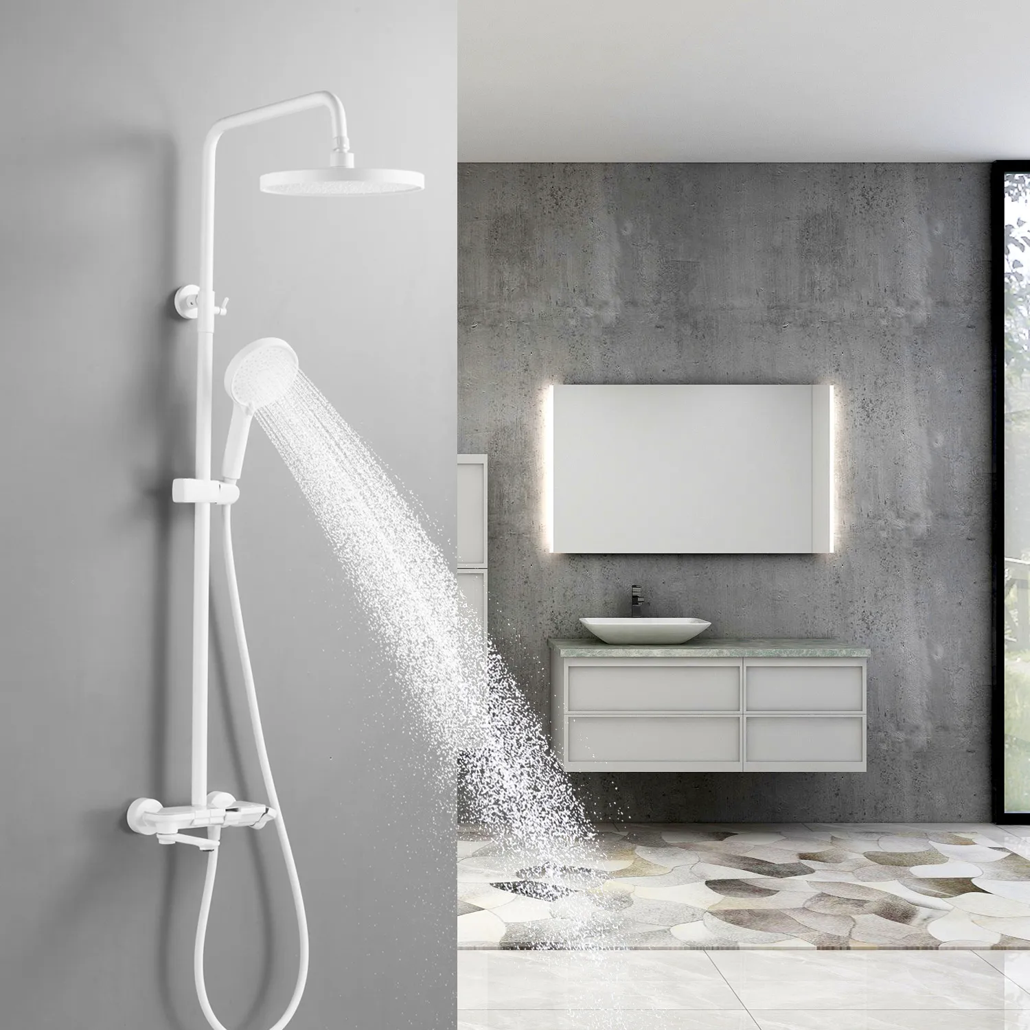 Душевая система Shevanik S4726C, белый