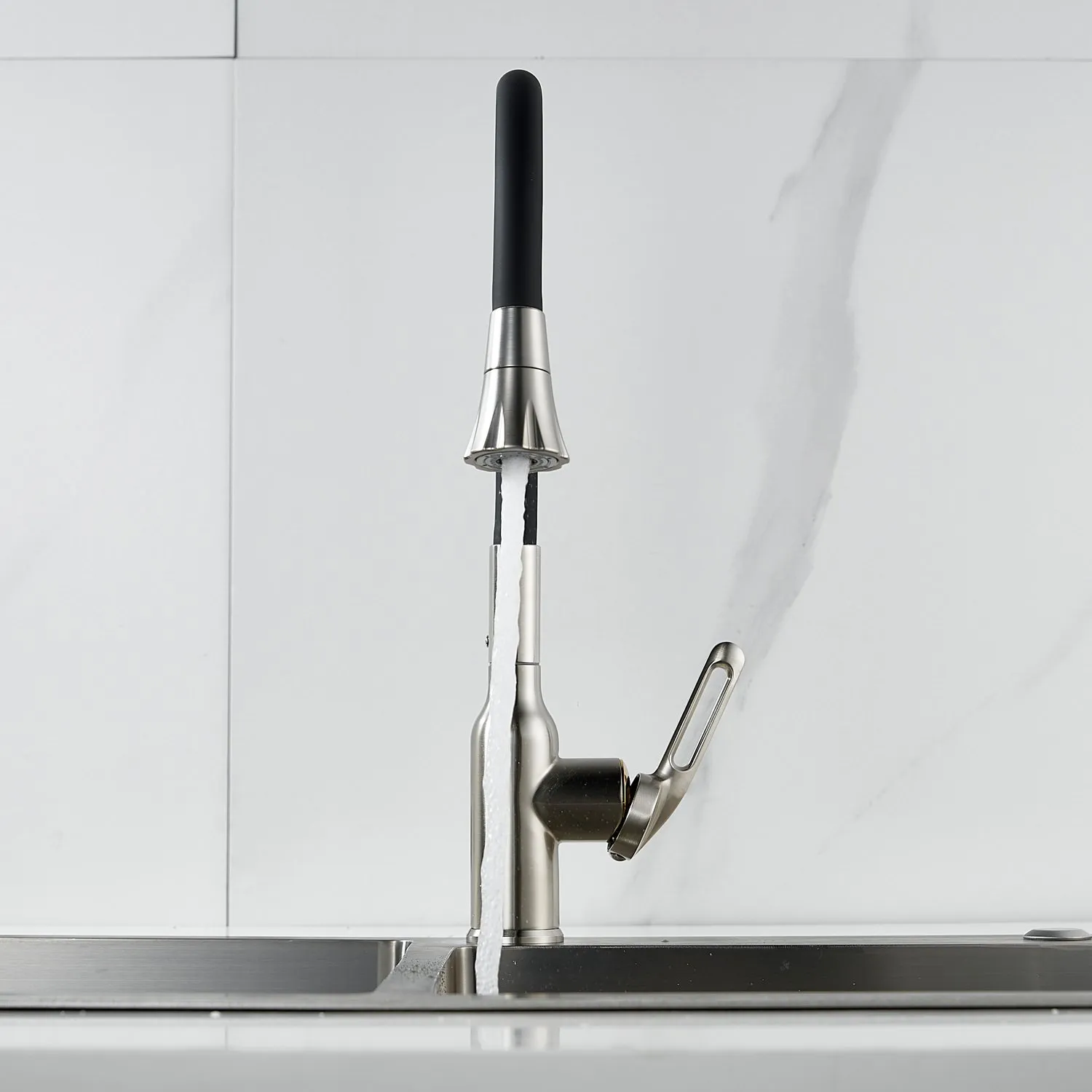 Смеситель для кухни с гибким изливом Raffine F303L-3, сатин