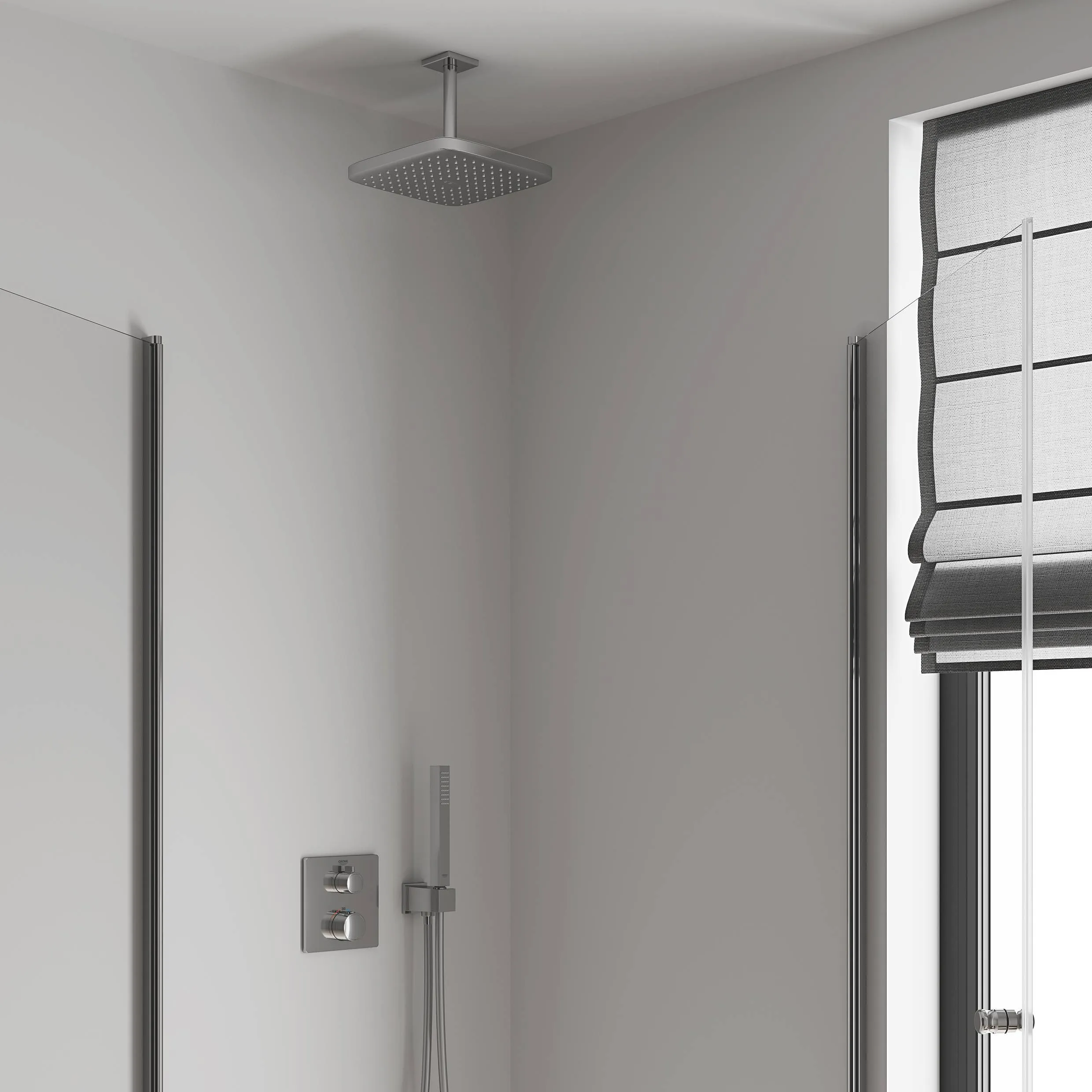 Душ верхний вид струи Grohe Tempesta 250 Cube 1, хром / белый (26688000)