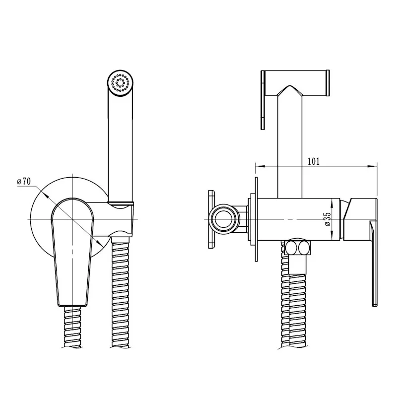 Гигиенический душ со смесителем встраиваемый ESKO BTSMHB, черный