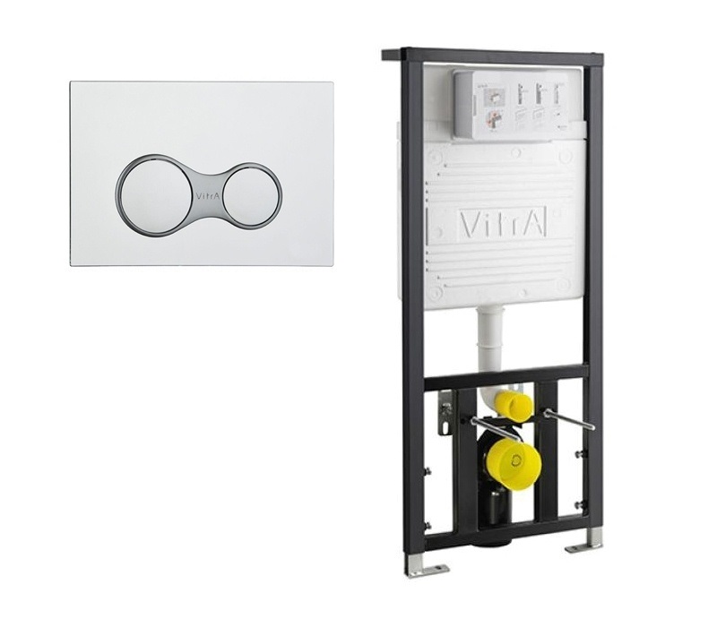 Инсталляция для подвесного унитаза Vitra (700-1873) с кнопкой смыва (740-0480) хром