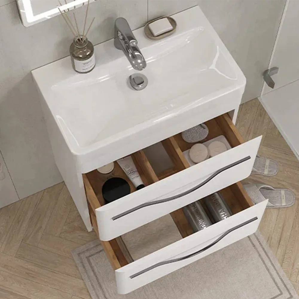 Тумба с раковиной подвесная Velvex Jill tp.JIL.9595.60.2Y белый матовый, 60 см